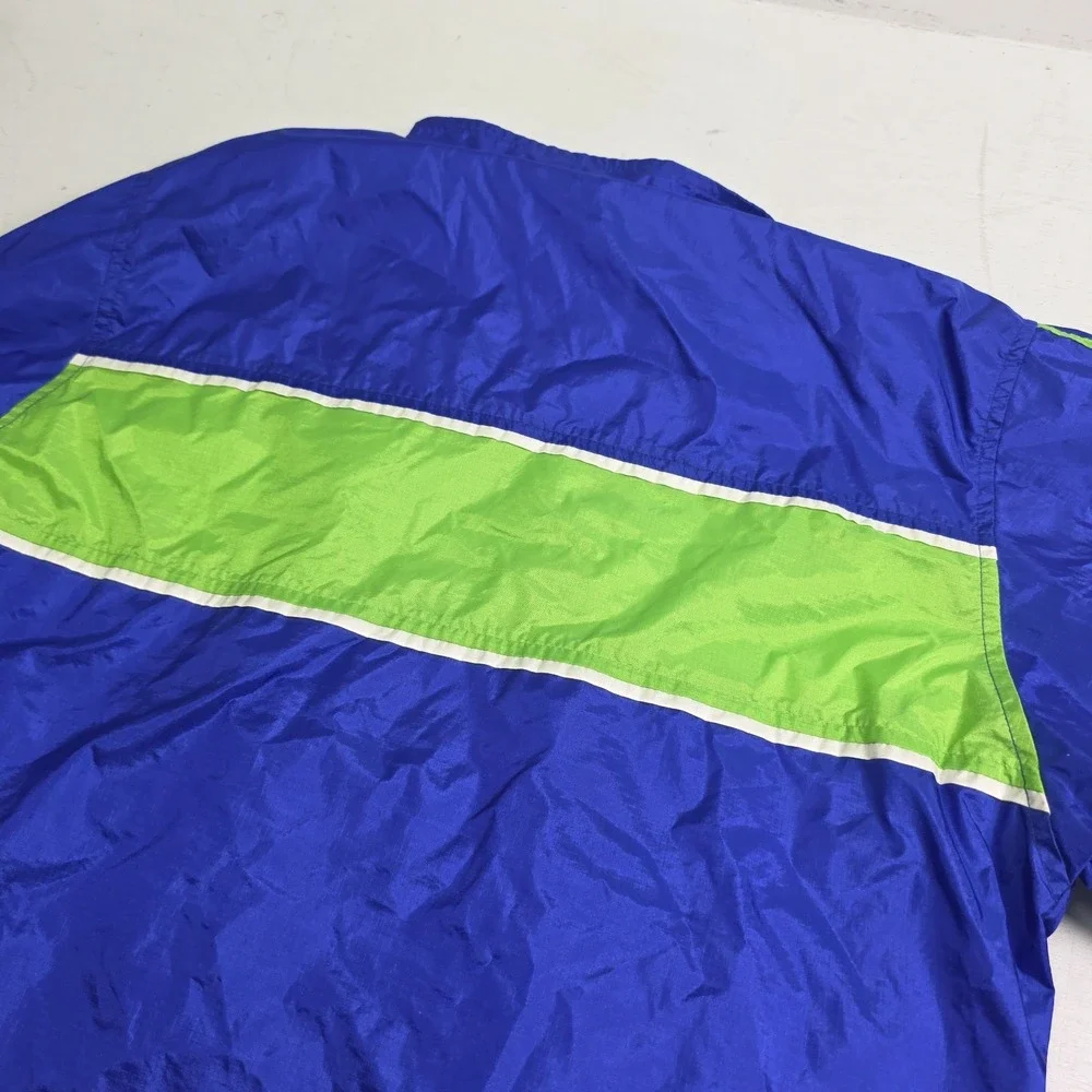 Vintage Adidas Track Jacket 3 Stripes Logo Green Blue‎ Colorblock Lined Youth XL